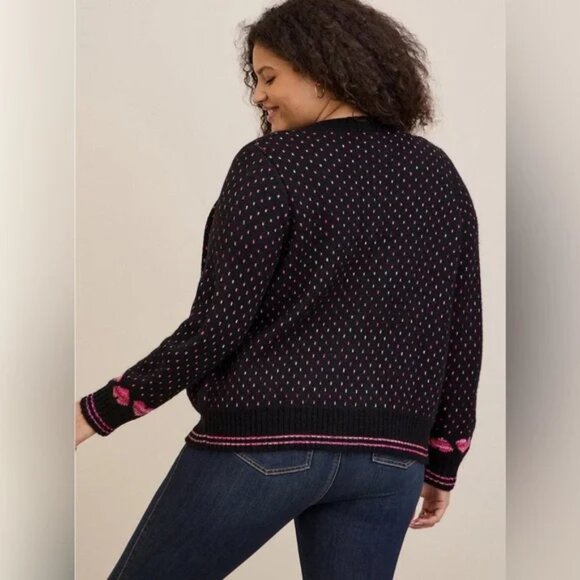 Torrid Valentine's Day Cardigan Drop Shoulder V-neck Button Front Sweater - Picture 3 of 9